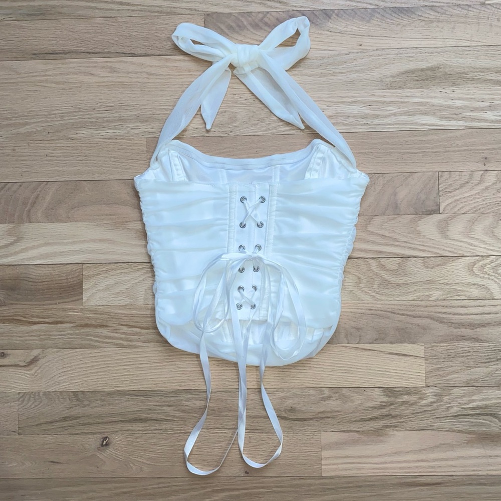 White Halter Neck Corset Top